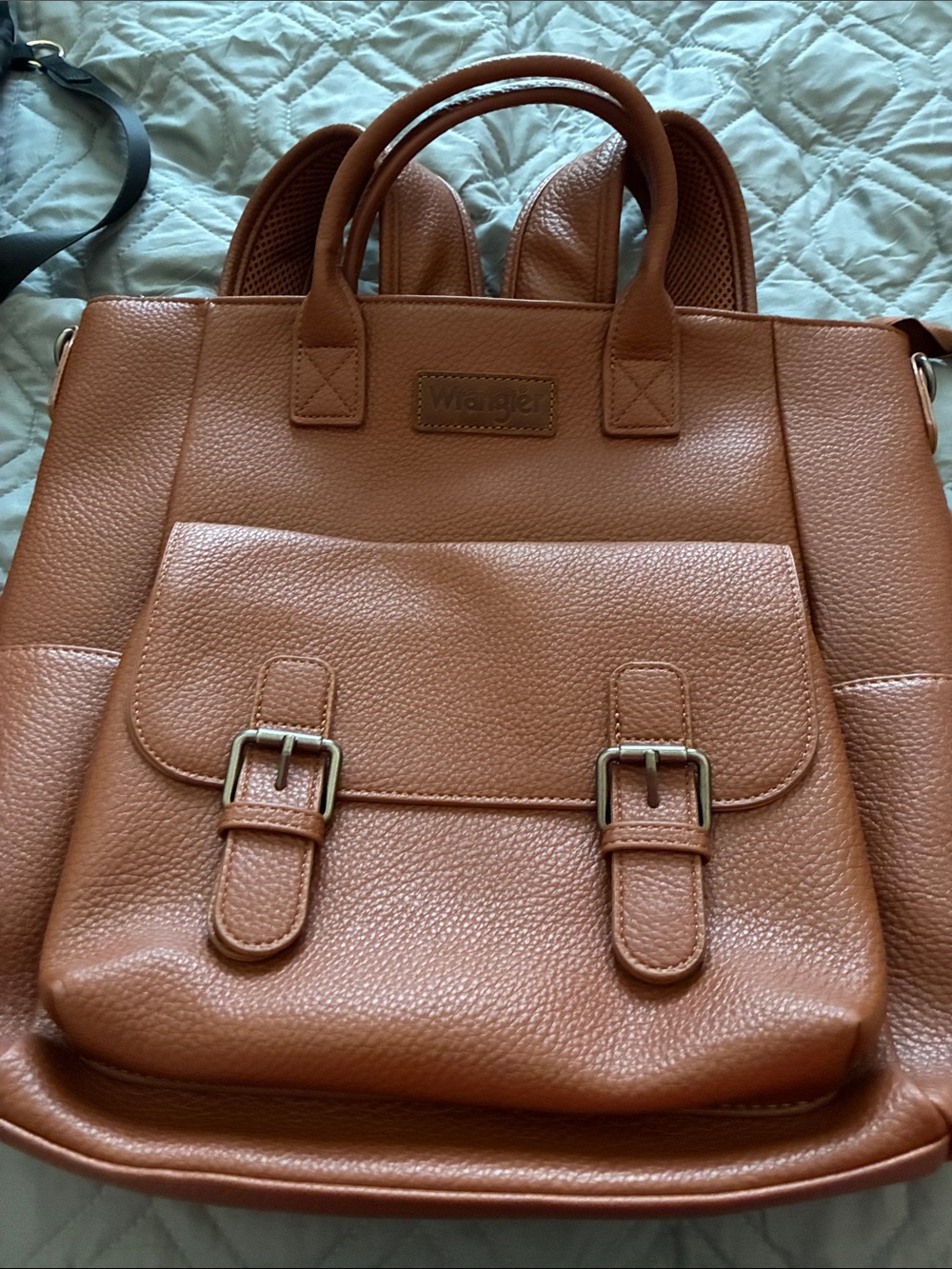 Wrangler Tan Leatherette Backpack Tote